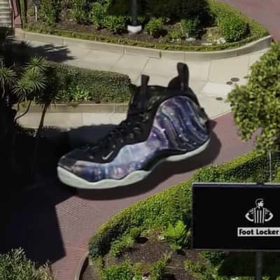 Shoe Cruising on Zigzag Road in a fake-out-of-home ad of Foot Locker