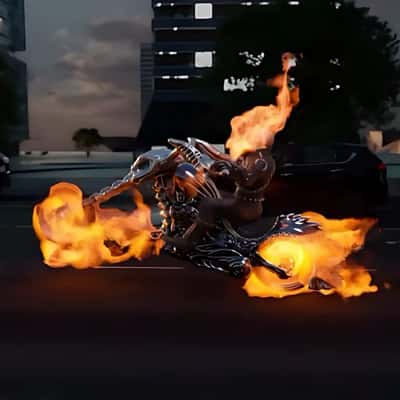 Ghost Rider Emerges From Phone Screen in a fake-out-of-home ad of Lenovo