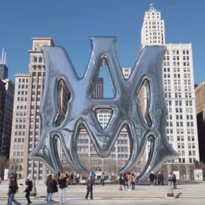 Silver Pavilion Transformed into a Logo in a fake-out-of-home of AMIRI