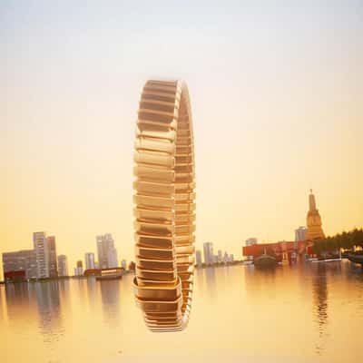 Gold Bracelet Shoots on Building in a fake-out-of-home of BVLGARI