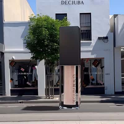 Liquid Eye Shadow Drops From the Sky in a fake-out-of-home-ad of DECJUBA