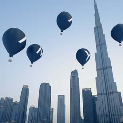 Hot Air Balloons Forming Brand Name in a fake-out-of-home ad of Amaya