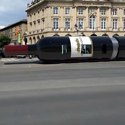 Wine Cruising on Tram Line in a fake-out-of-home-ad of Quoifaireabordeaux
