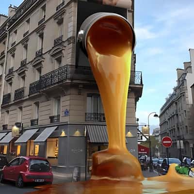 Golden Cream Poured on Street in a fake-out-of-home-ad of Jylor