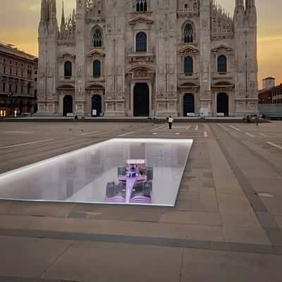 F1 Car Transformed into Football Shoe in a fake-out-of-home ad of PUMA