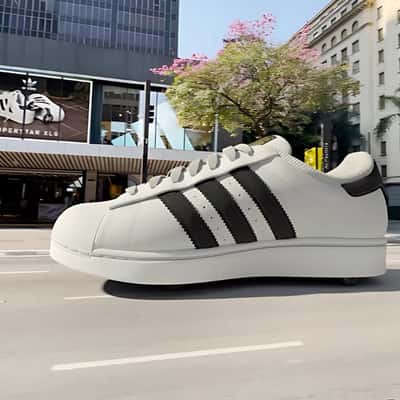 Shoes Driving on the Highway in a fake-out-of-home ad of Adidas