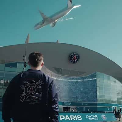 Façade Turned Digital Screen in a fake-out-of-home ad of Paris Saint-Germain