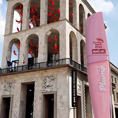 Red Peppers Turned Lip Balloons in a fake-out-of-home ad of Deborah Milano
