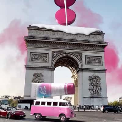 Cream Pours at Arc de Triomphe in a fake-out-of-home ad of Les Secrets de Loly