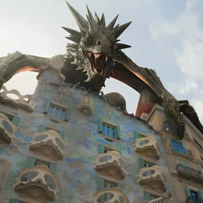 Dragon Lands on Building in a fake-out-of-home ad of Editorial Planeta