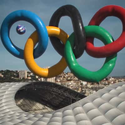 Olympics Logo Inflates at Stadium in a fake-out-of-home ad of MARSEILLE