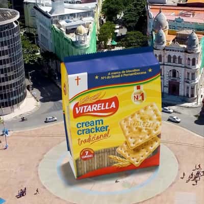 Cracker Pack Unveiled at Plaza in a fake-out-of-home ad of Vitarella