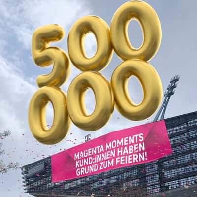 Number Balloons Emerge at Building in a fake-out-of-home ad of Magenta