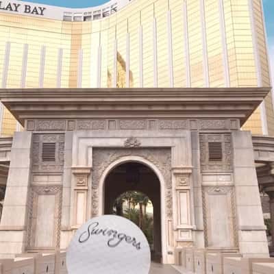 Golf Ball Rolls at Resort Entrance in a fake-out-of-home ad of Swingers