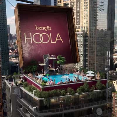 Crane Uncovers Elevated Pool in a fake-out-of-home ad of Benefit