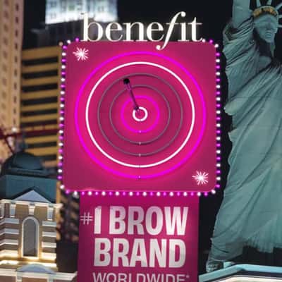 Brow Pencil Hitting Bullseye Target in a fake-out-of-home ad of Benefit