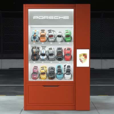 Vending Machine Releases Real Car in a fake-out-of-home ad of Porsche