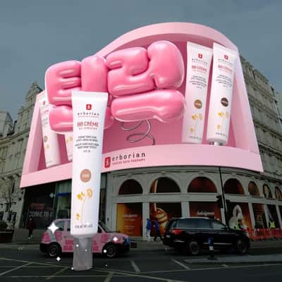 BB Cream Revealed at Building Façade in a fake-out-of-home ad of Erborian