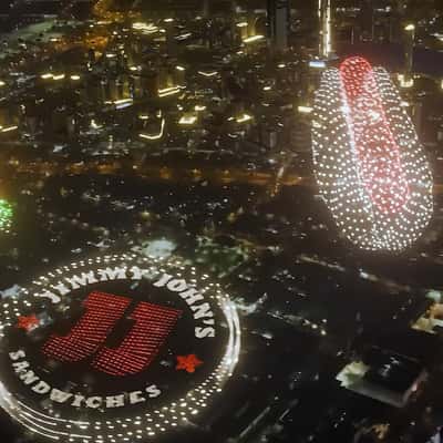 Sandwich Drone Show in a fake-out-of-home ad of Jimmy John’s