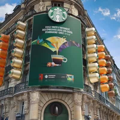 Coffee Machine Spout on Door in a fake-out-of-home ad of Starbucks
