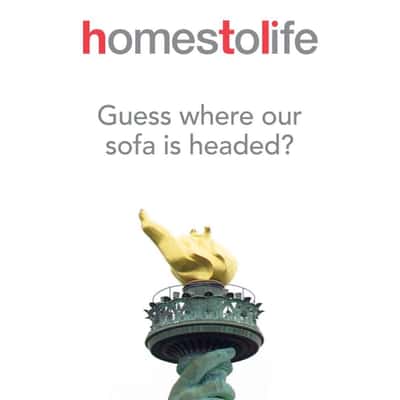 Sofa Moves on Wheels in a fake-out-of-home ad of HomesToLife