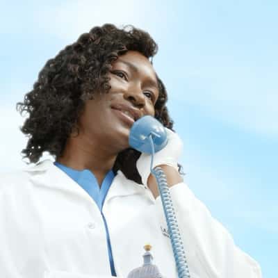 Rotary Dial Telephone on the Street in a fake-out-of-home ad of Dr. Simi