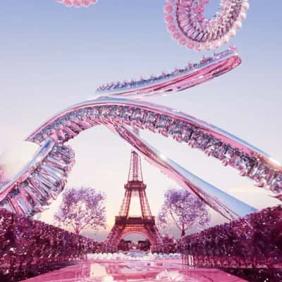 Jewelries Fly Across Crystal-made Cities in a fake-out-of-home ad of Swarovski