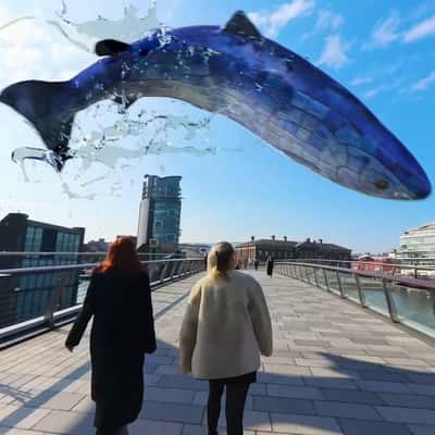 Fish Sculpture Leaps in a fake-out-of-home ad of Visit Belfast