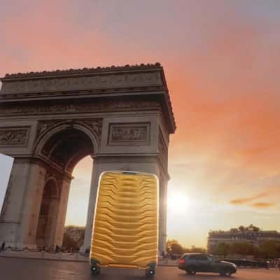 Suitcases Rolling on Streets in a fake-out-of-home ad of Samsonite
