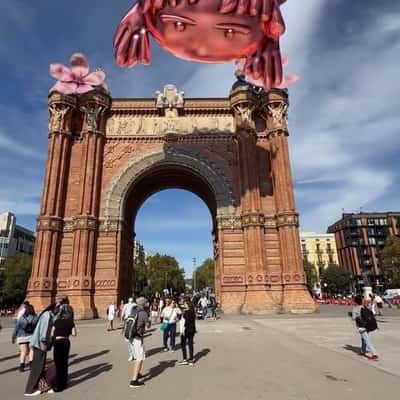 Face Balloon Float Under the Arc in a fake-out-of-home ad of Bianca Adam