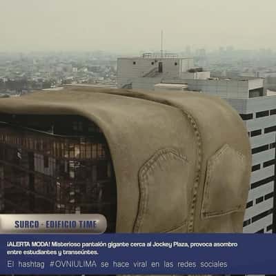 Jeans Descends on Building in a fake-out-of-home ad of GLONIS