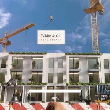Building Made of Tetris Blocks in a fake-out-of-home ad of White & Co. Real Estate