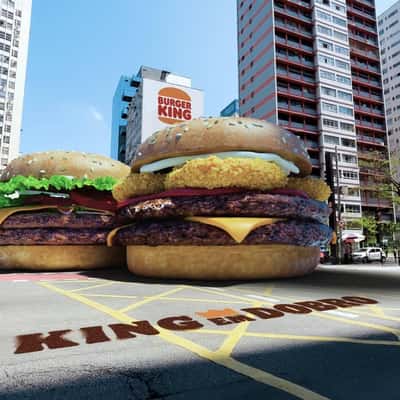 Inflatable Burger Turns to Real Burger in a fake-out-of-home ad of Burger King