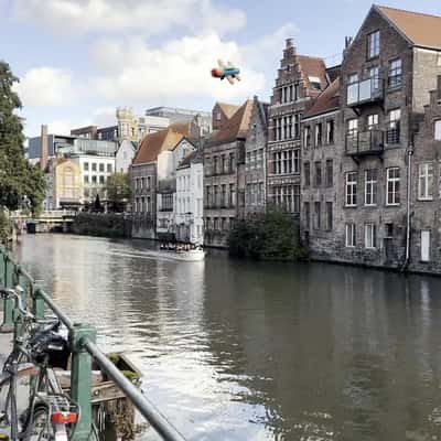Toy Airplane Flies Over the Canal in a fake-out-of-home ad of HEMA
