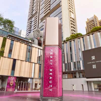Lip Gloss Lands Like Space Rocket in a fake-out-of-home ad of Fenty Beauty