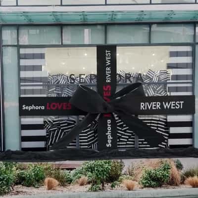 Store Filled with Product Boxes in a fake-out-of-home ad of Sephora