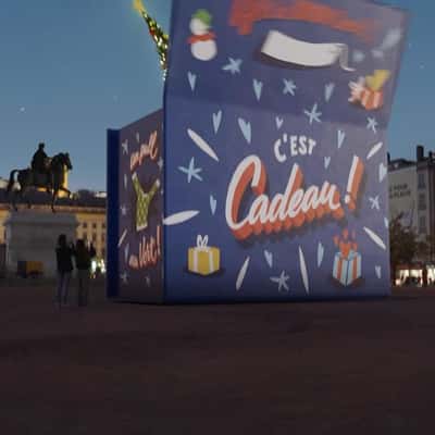 Gift Box Reveals Christmas Tree in a fake-out-of-home ad of La Poste