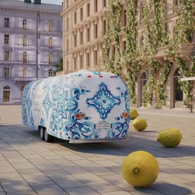 Lemon Branches Budding on Building in a fake-out-of-home ad of Dolce&Gabbana