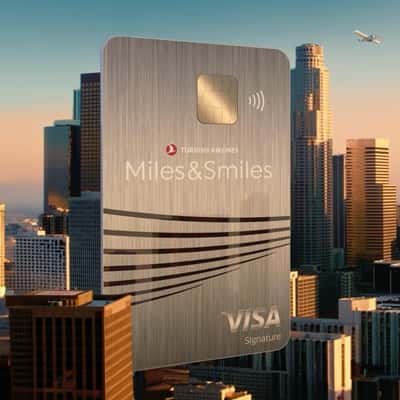 Credit Card Moving Along Skyscrapers in a fake-out-of-home ad of Turkish Airlines