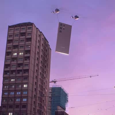 Smartphones Delivery Across the City in a fake-out-of-home ad of Samsung