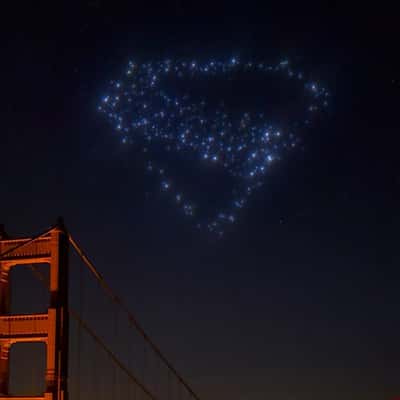 Star Constellation Forming Logo in a fake-out-of-home ad of Superman