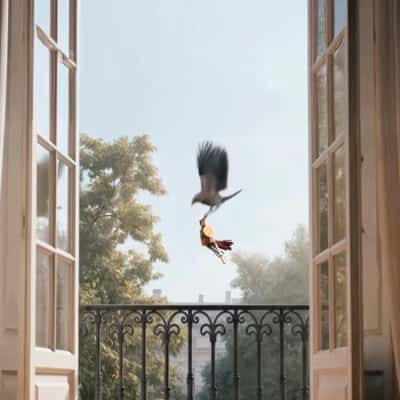 Bird Leaves Key on Balcony in a fake-out-of-home ad of AMIRI