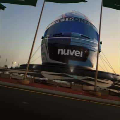 F1 Helmet Roundabout Installation in a fake-out-of-home ad of Adidas