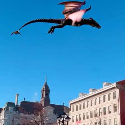 Dragon Spotted Soaring in the City in a fake-out-of-home ad Dragon's Den