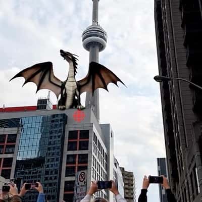 Dragon Spotted Near Tower in a fake-out-of-home ad of Dragon's Den 