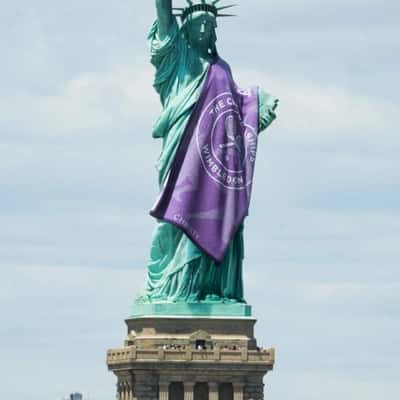 Towel Drapes on Statue of Liberty in a fake-out-of-home ad of FOOH Ad of Christy