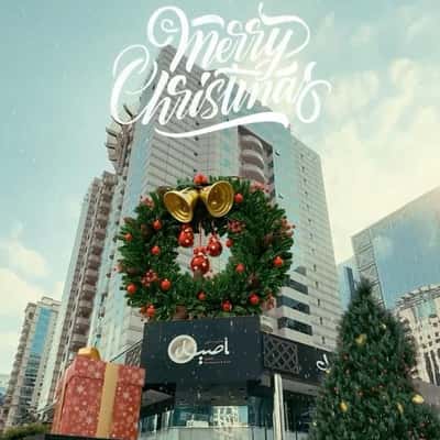 Christmas Decor Installed at Cafe in a fake-out-of-home ad of Aseel Restaurant