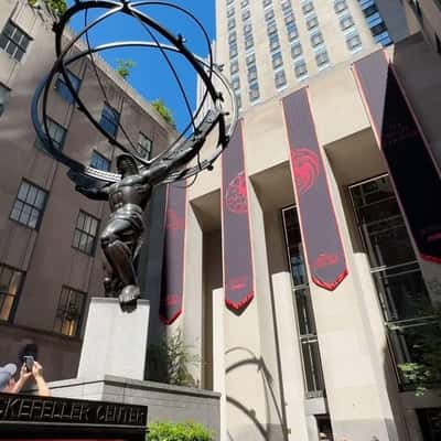 Banners Hang at Rockefeller Center in a fake-out-of-home ad of Game of Thrones