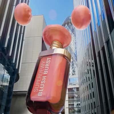 Blush Splatters on Building in a fake-out-of-home ad of Make Up Revolution