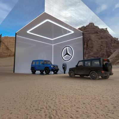 Glass Building Unveils Electric Car in a fake-out-of-home ad of Mercedes-Benz